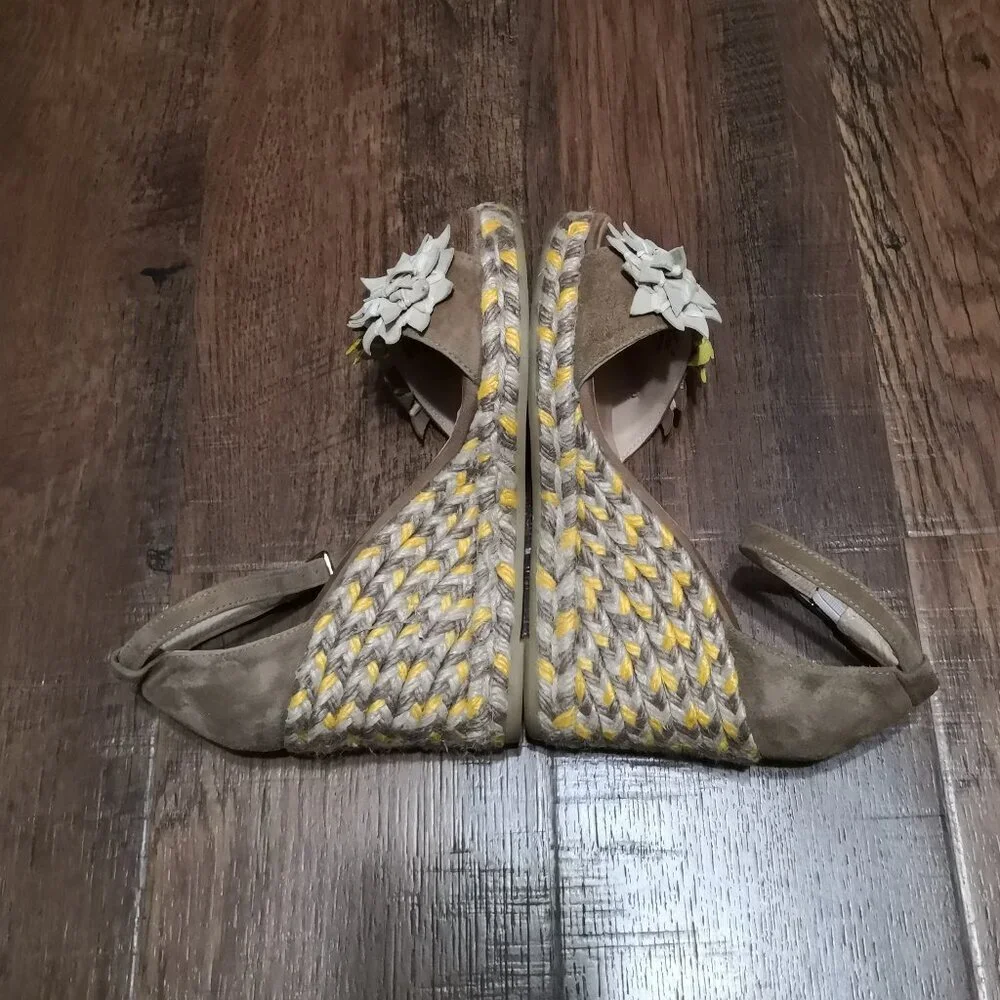 Gaimo Cessy Leather Espadrille Floral Wedge Sandals Ankle‎ Strap EU36/US5.5-6